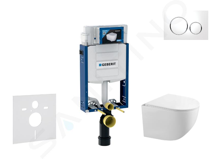 Geberit Combifix - Set con modulo di installazione, vaso WC Gaia e copriwater softclose, placca di comando Sigma20, bianco/cromo SANI15CA3114