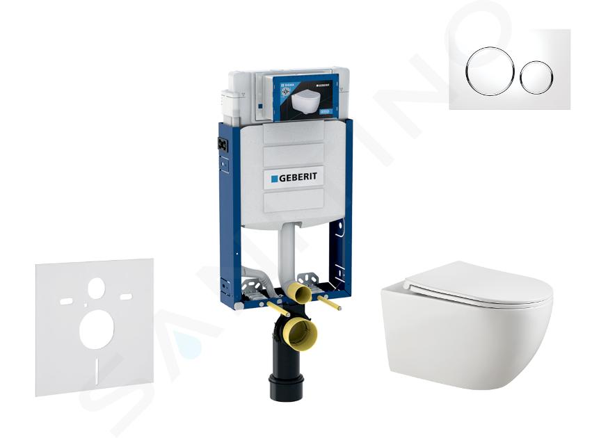 Geberit Kombifix - Set předstěnové instalace, klozetu Gaia a sedátka softclose, tlačítko Sigma20, bílá/chrom SANI15CA3117