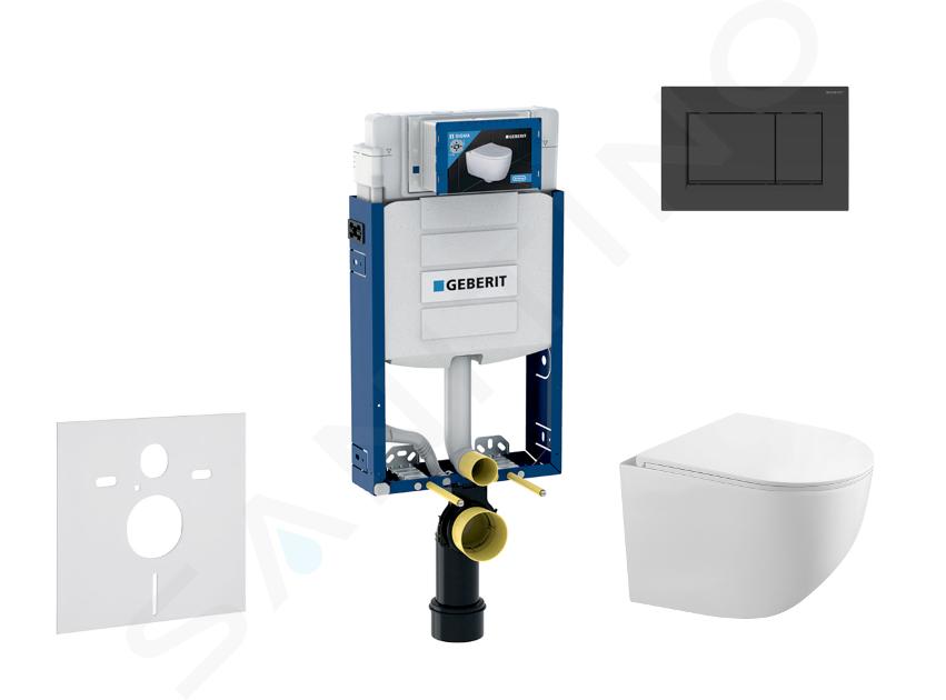 Geberit Kombifix - Set předstěnové instalace, klozetu Gaia a sedátka softclose, tlačítko Sigma30, matná černá/černá SANI15CA5105