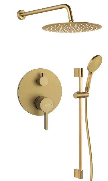 E-shop Sapho Iconic - Sprchový set s batériou pod omietku, s telesom, priemer 30 cm, matná zlatá AF042GB-02