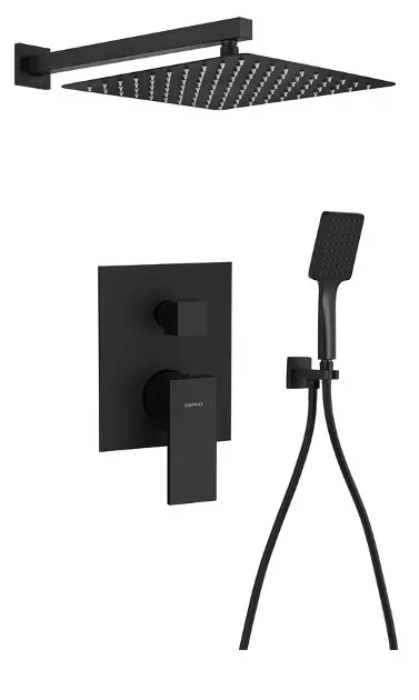 E-shop Sapho Cubemix - Sprchový set s batériou pod omietku, s telesom, 30x30 cm, matná čierna CM042B-01