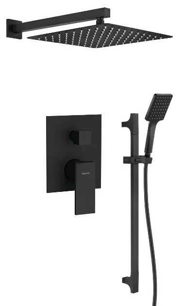 Sapho Cubemix - Душ комплект със скрит смесител, с тяло, 30x30 см, матово черно CM042B-02