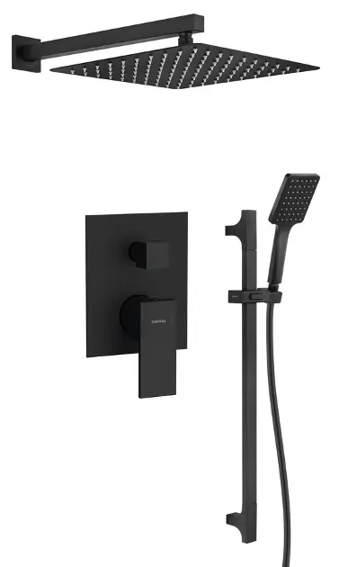 E-shop Sapho Cubemix - Sprchový set s batériou pod omietku, s telesom, 30x30 cm, matná čierna CM042B-02