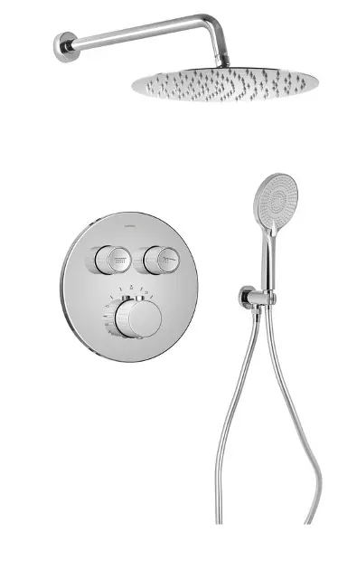Sapho Smart Select - Conjunto de ducha con termostato empotrado, con cuerpo de montaje, 30x30 cm, cromado RP032-01
