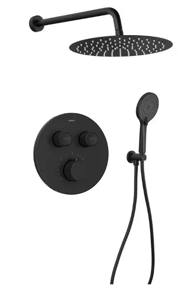 Sapho Smart Select - Conjunto de ducha con termostato oculto, con cuerpo, 30x30 cm, negro mate. RP032B-01