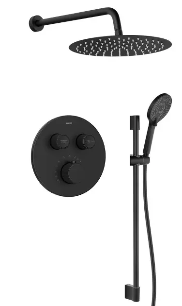 Sapho Smart Select - Conjunto de ducha con termostato oculto, con cuerpo, 30x30 cm, negro mate. RP032B-02