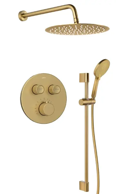 Sapho Smart Select - Conjunto de ducha con termostato oculto, con cuerpo, 30x30 cm, oro mate RP032GB-02