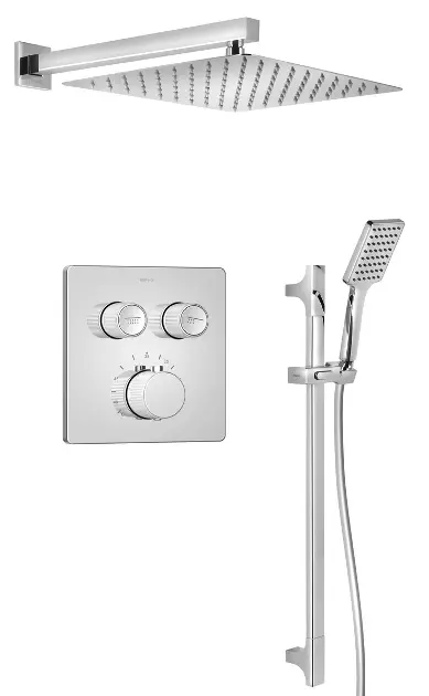 Sapho Smart Select - Душ комплект с термостат за вграждане, с корпус, 30x30 см, хром RP042-02