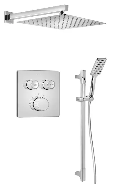 Sapho Smart Select - Set doccia con termostatico, da incasso, con corpo, 30x30 cm, cromo RP042-02