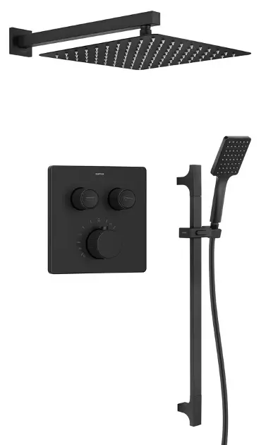 E-shop Sapho Smart Select - Sprchový set s termostatom pod omietku, s telesom, 30x30 cm, matná čierna RP042B-02