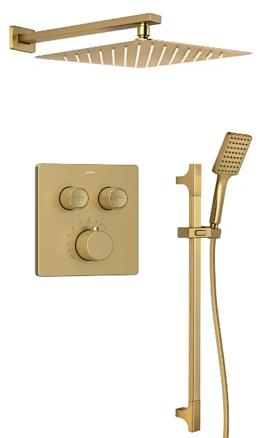 Sapho Smart Select - Душ комплект със скрит термостат, с тяло, 30x30 см, матово злато RP042GB-02