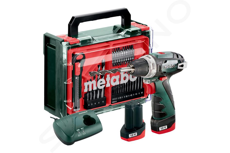 Metabo Unelte - Șurubelniță cu acumulator 12V cu accesorii, 2x acumulator Li-Power de 2,0 Ah, încărcător 600080710