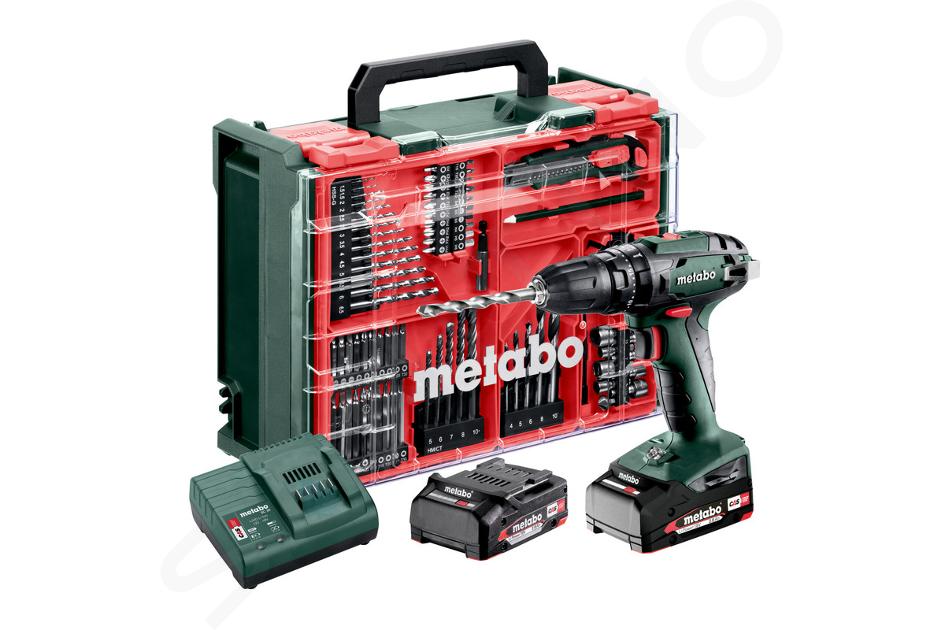 Metabo Herramientas - Taladro AKU 18V con atornillador de impacto y accesorios, 2x batería 2,0 Ah Li-Power, cargador 602245710