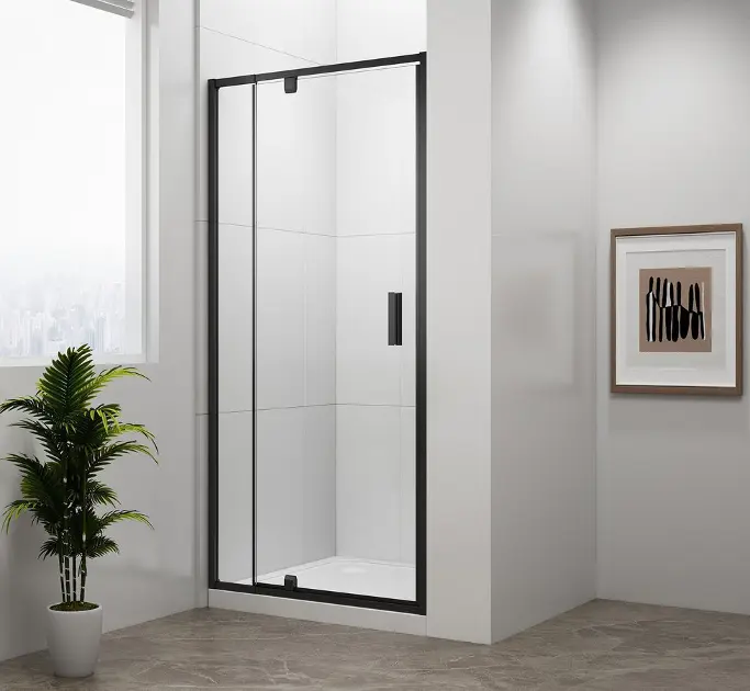 Polysan Easy Black - Душова врата Pivot 88-102x190 см, прозрачно стъкло/матово черно EL1715B