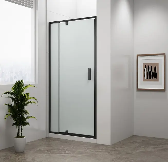 Polysan Easy Black - Pivot douchedeur 88-102 x 190 cm, glas Brick/matzwart EL1738B