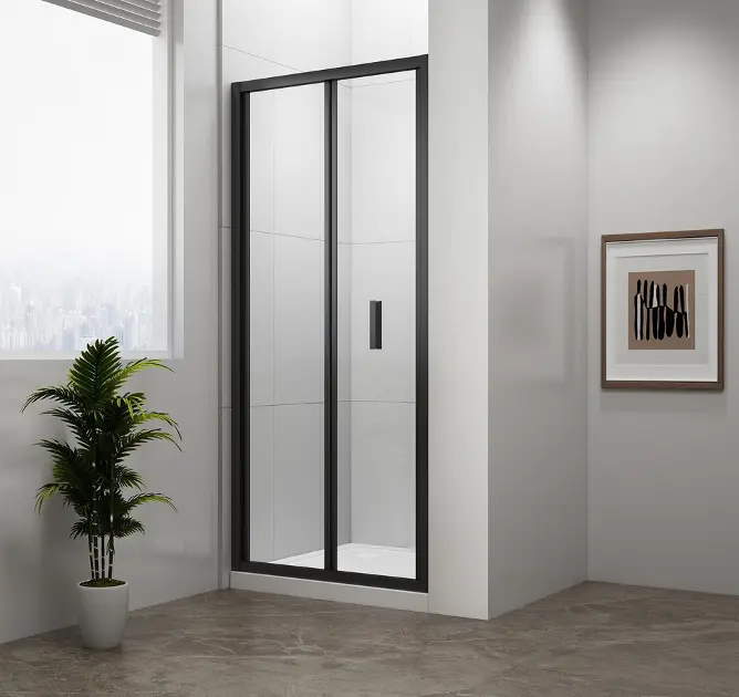 Polysan Easy Black - Сгъваема душ врата 90x190 см, прозрачно стъкло/матово черно EL1990B