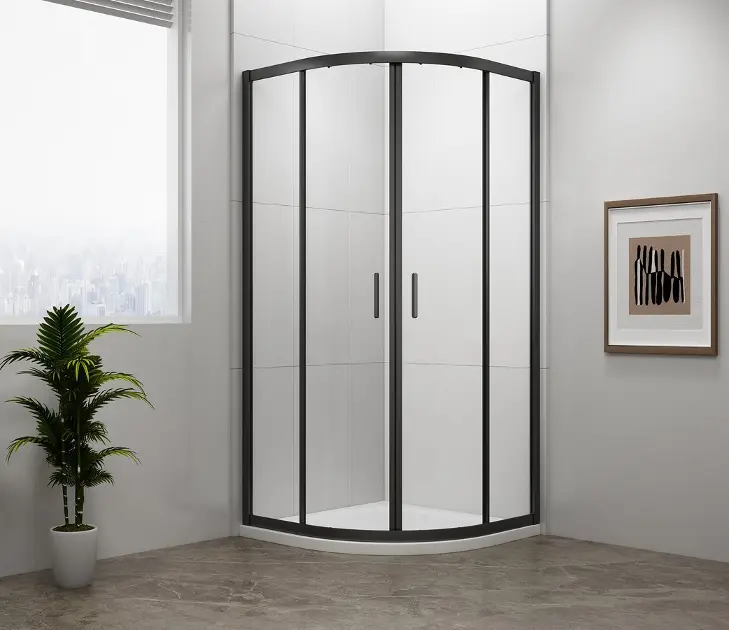 Levně Polysan Easy Black - Sprchový kout čtvrtkruhový 90x90 cm, L/P varianta, čiré sklo/matná černá EL2615B