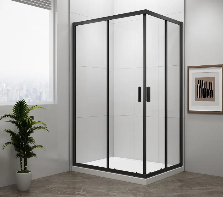 Polysan Easy Black - Душ кабина 90x80 см, прозрачно стъкло/матово черно EL5315B