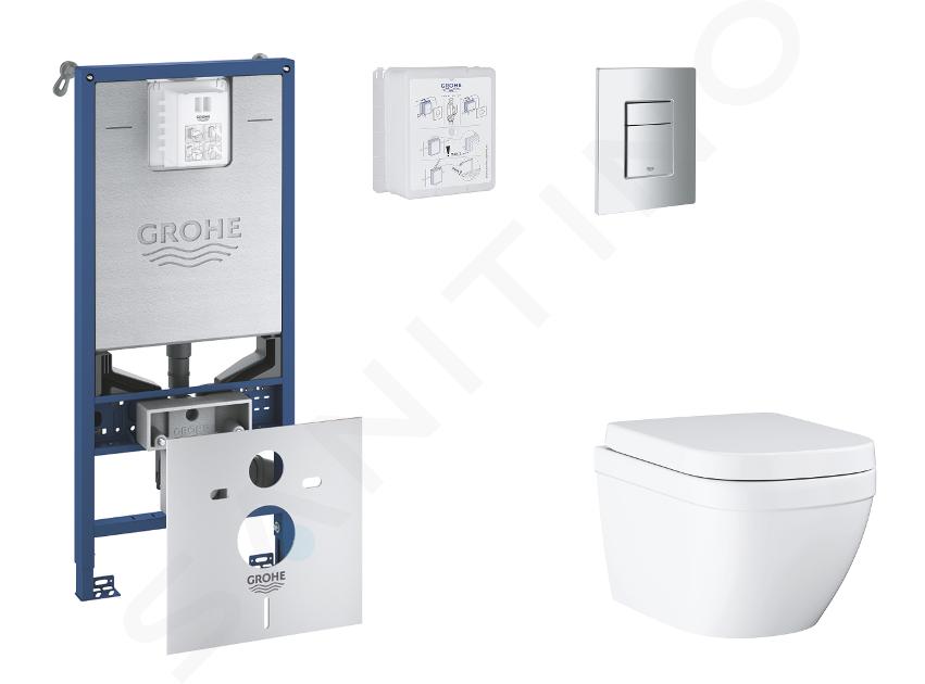 Grohe Rapid SLX - Set pentru montare încastrată, toaletă, capac SoftClose și clapetă Skate Cosmopolitan, Triple Vortex, crom mat SANI11BB2105