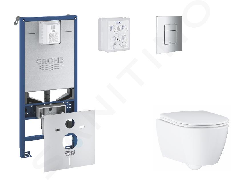 Grohe Rapid SLX - Set bâti-support, cuvette, abattant SoftClose, plaque de déclenchement Skate Cosmopolitan, chrome SANI11BB2110