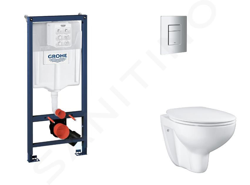 Grohe Rapid SL - Set předstěnové instalace, klozetu, sedátka SoftClose a tlačítka Skate Cosmopolitan, matný chrom SANI11BB2114