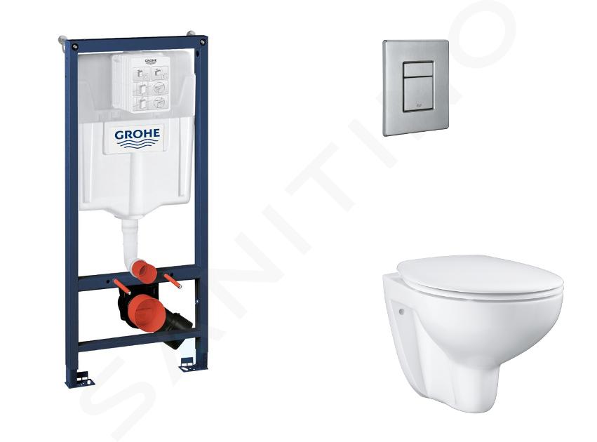 Grohe Rapid SL - Set bâti-support, cuvette, abattant SoftClose, plaque de déclenchement Skate Cosmopolitan, inox brossé SANI11BB2115