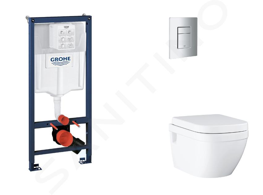 Grohe Rapid SL - Set bâti-support, cuvette, abattant SoftClose, plaque de déclenchement Skate Cosmopolitan, chrome mat SANI11BB2120