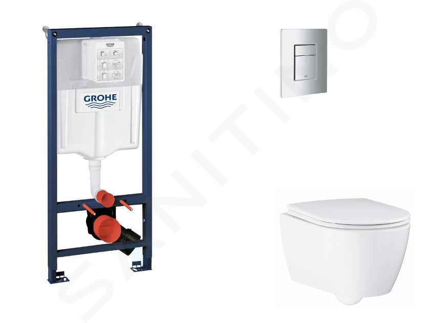 Grohe Rapid SL - Set bâti-support, cuvette, abattant SoftClose, plaque de déclenchement Skate Cosmopolitan, chrome mat SANI11BB2123