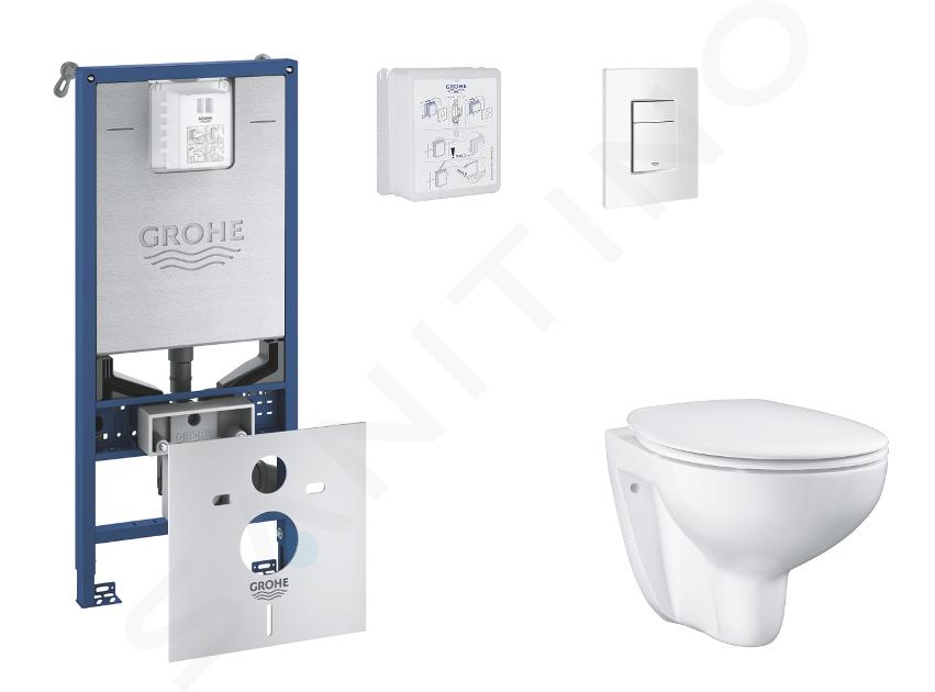 Grohe Rapid SLX - Set bâti-support, cuvette, abattant SoftClose, plaque de déclenchement Skate Cosmopolitan, blanc alpin SANI11BB3101