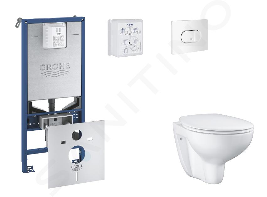 Grohe Rapid SLX - Set předstěnové instalace, klozetu, sedátka SoftClose a tlačítka Arena Cosmopolitan, alpská bílá SANI11BB3104