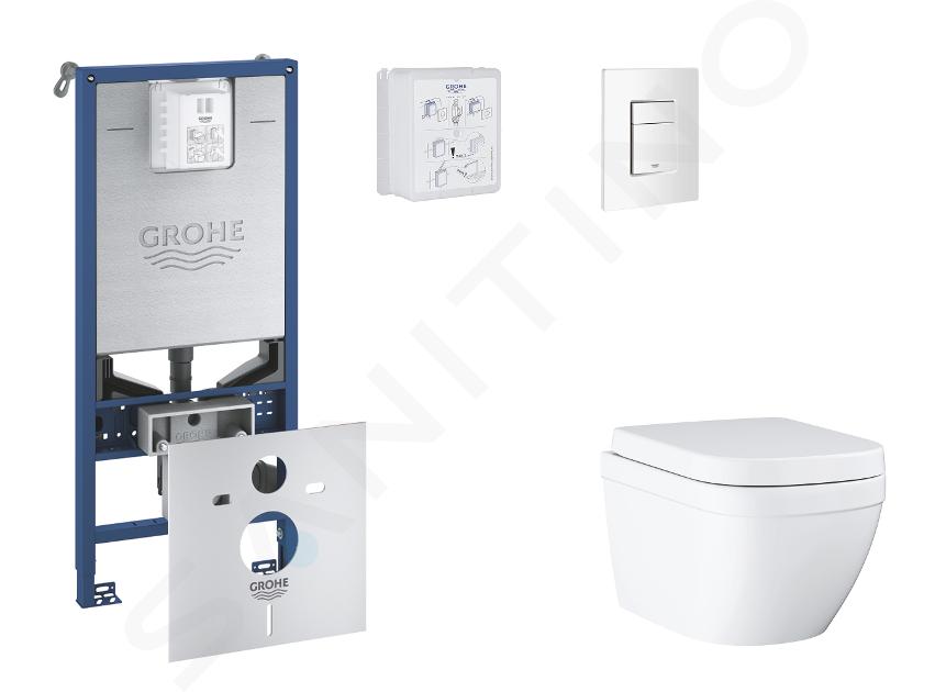 Grohe Rapid SLX - Set pentru montare încastrată, toaletă, capac SoftClose și clapetă Skate Cosmopolitan, Triple Vortex, alb alpin SANI11BB3105