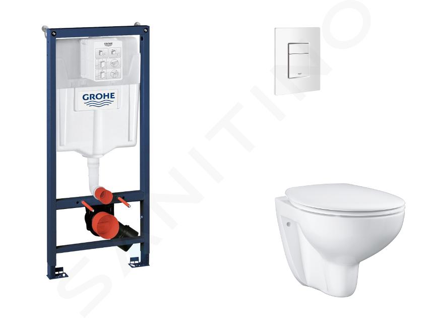 Grohe Rapid SL - Set bâti-support, cuvette, abattant SoftClose, plaque de déclenchement Skate Cosmopolitan, blanc alpin SANI11BB3117