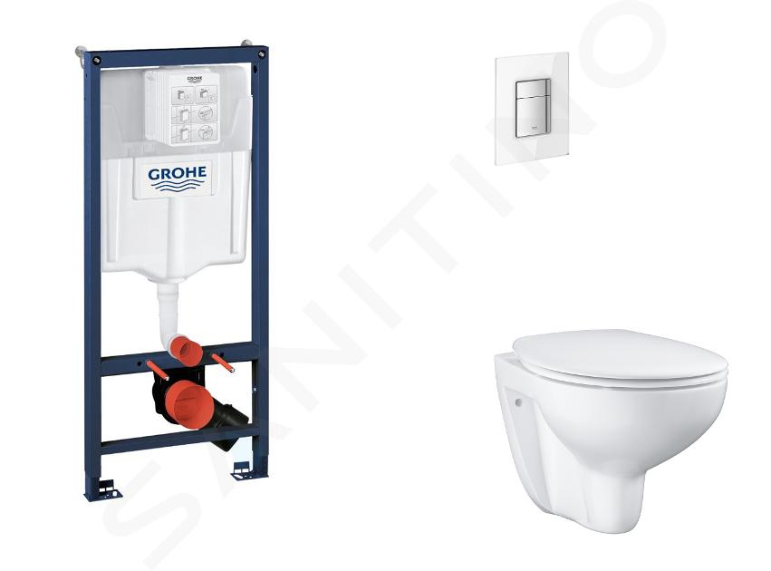 Grohe Rapid SL - Set bâti-support, cuvette, abattant SoftClose, plaque de déclenchement Skate Cosmopolitan, Moon White SANI11BB3119