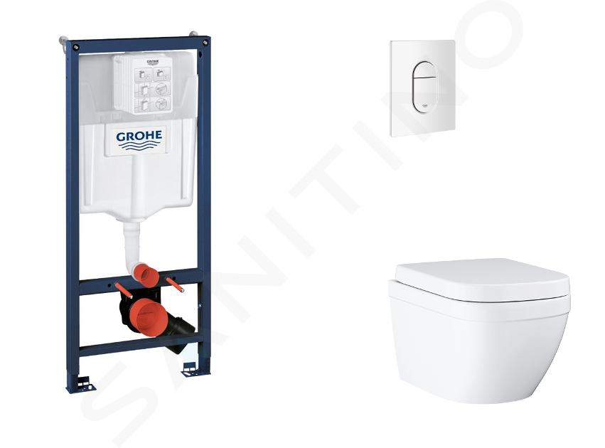 Grohe Rapid SL - Set bâti-support, cuvette, abattant SoftClose, plaque de déclenchement Arena Cosmopolitan, Triple Vortex, blanc alpin SANI11BB3122