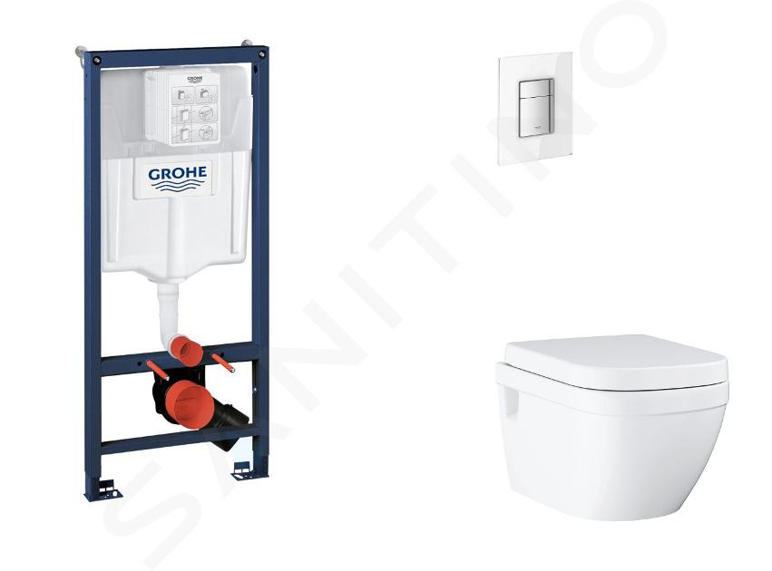 Grohe Rapid SL - Set bâti-support, cuvette, abattant SoftClose, plaque de déclenchement Skate Cosmopolitan, Moon White SANI11BB3127