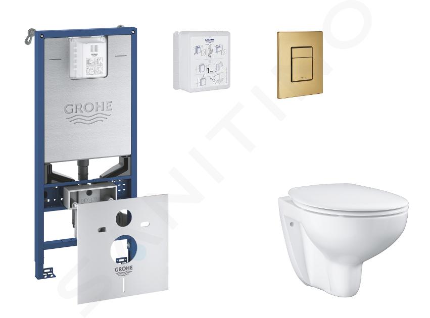 Grohe Rapid SLX - Set předstěnové instalace, klozetu, sedátka SoftClose a tlačítka Skate Cosmopolitan, kartáčovaný Cool Sunrise SANI11BB4101