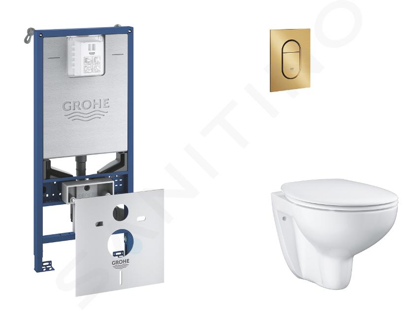 Grohe Rapid SLX - Set předstěnové instalace, klozetu, sedátka SoftClose a tlačítka Arena Cosmopolitan S, kartáčovaný Cool Sunrise SANI11BB4104