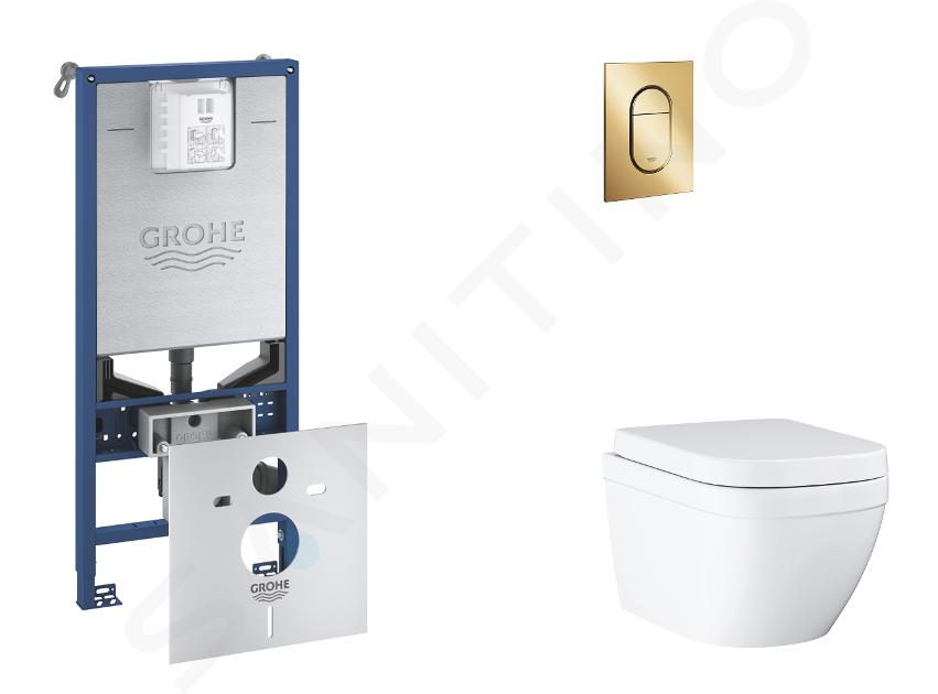 Grohe Rapid SLX - Set bâti-support, cuvette, abattant SoftClose, plaque de déclenchement Arena Cosmopolitan S, Triple Vortex, Cool Sunrise SANI11BB4110