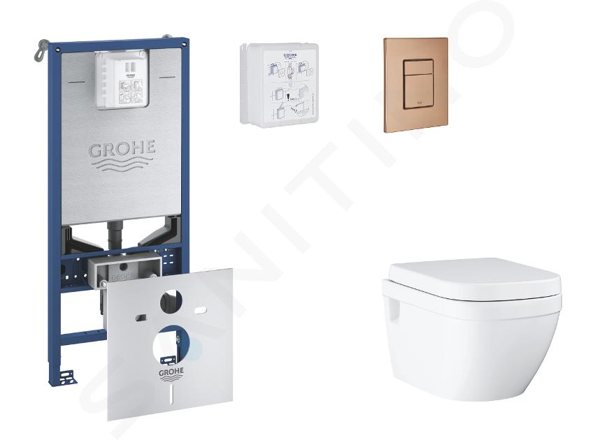 Grohe Rapid SLX - Set bâti-support, cuvette, abattant SoftClose, plaque de déclenchement Skate Cosmopolitan, Warm Sunset brossé SANI11BB4113