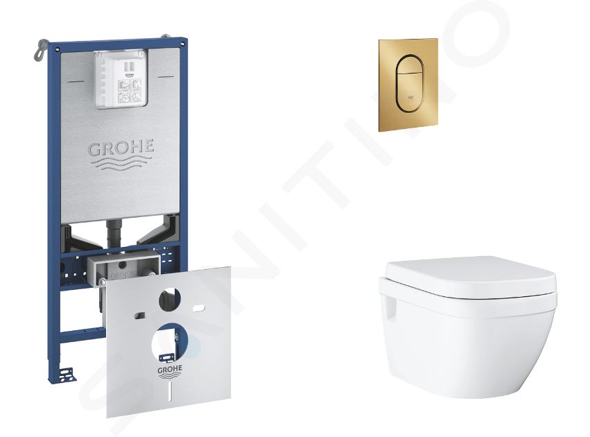 Grohe Rapid SLX - Set předstěnové instalace, klozetu, sedátka SoftClose a tlačítka Arena Cosmopolitan S, kartáčovaný Cool Sunrise SANI11BB4114