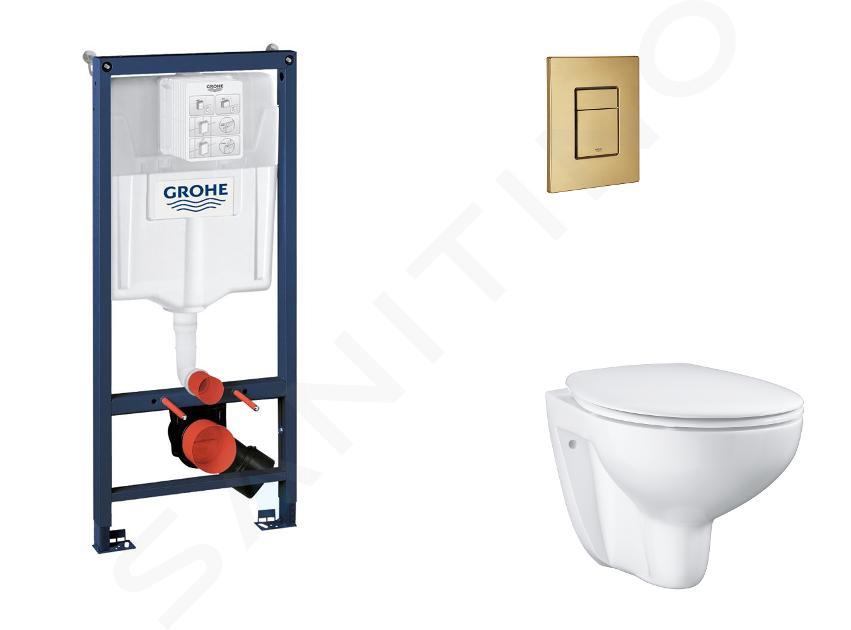 Grohe Rapid SL - Set bâti-support, cuvette, abattant SoftClose, plaque de déclenchement Skate Cosmopolitan, Cool Sunrise brossé SANI11BB4121