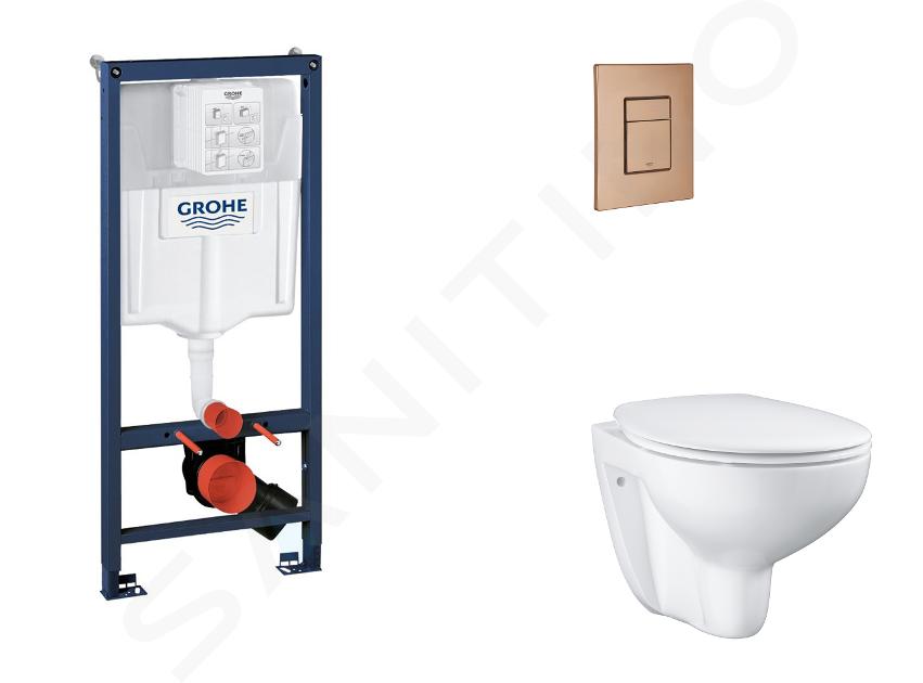 Grohe Rapid SL - Set bâti-support, cuvette, abattant SoftClose, plaque de déclenchement Skate Cosmopolitan, Warm Sunset brossé SANI11BB4123