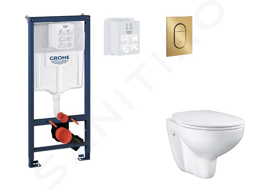 Grohe Rapid SL - Set bâti-support, cuvette, abattant SoftClose, plaque de déclenchement Arena Cosmopolitan S, Cool Sunrise brossé SANI11BB4124