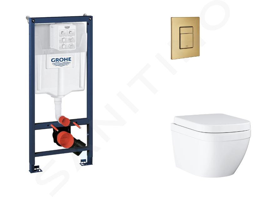 Grohe Rapid SL - Set bâti-support, cuvette, abattant SoftClose, plaque de déclenchement Skate Cosmopolitan, Triple Vortex, Cool Sunrise brossé SANI11BB4126