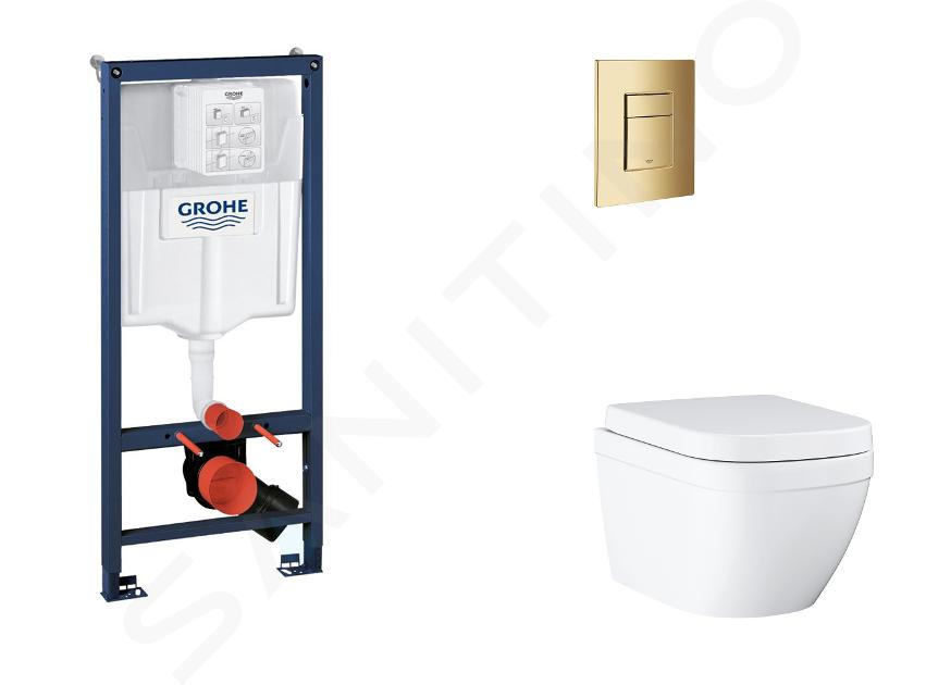 Grohe Rapid SL - Set bâti-support, cuvette, abattant SoftClose, plaque de déclenchement Skate Cosmopolitan, Triple Vortex, Cool Sunrise SANI11BB4127