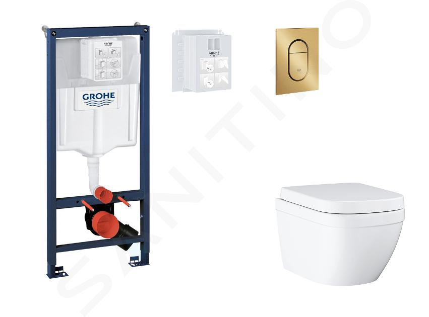 Grohe Rapid SL - Set bâti-support, cuvette, abattant SoftClose, plaque de déclenchement Arena Cosmopolitan S, Triple Vortex, Cool Sunrise brossé SANI11BB4129