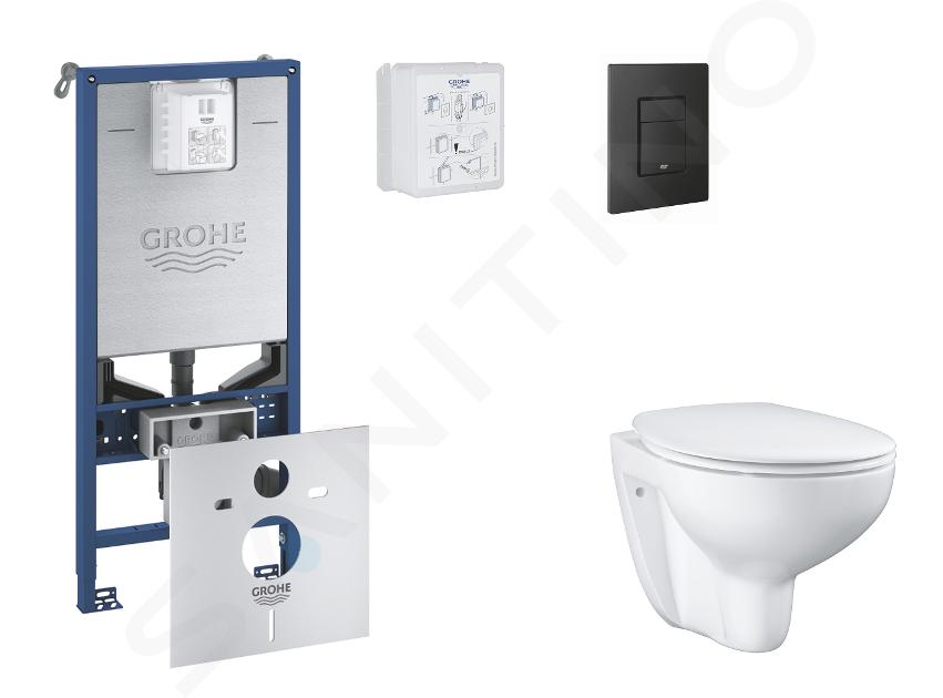 Grohe Rapid SLX - Set bâti-support, cuvette, abattant SoftClose et plaque de déclenchement Even, phantom black SANI11BB5101