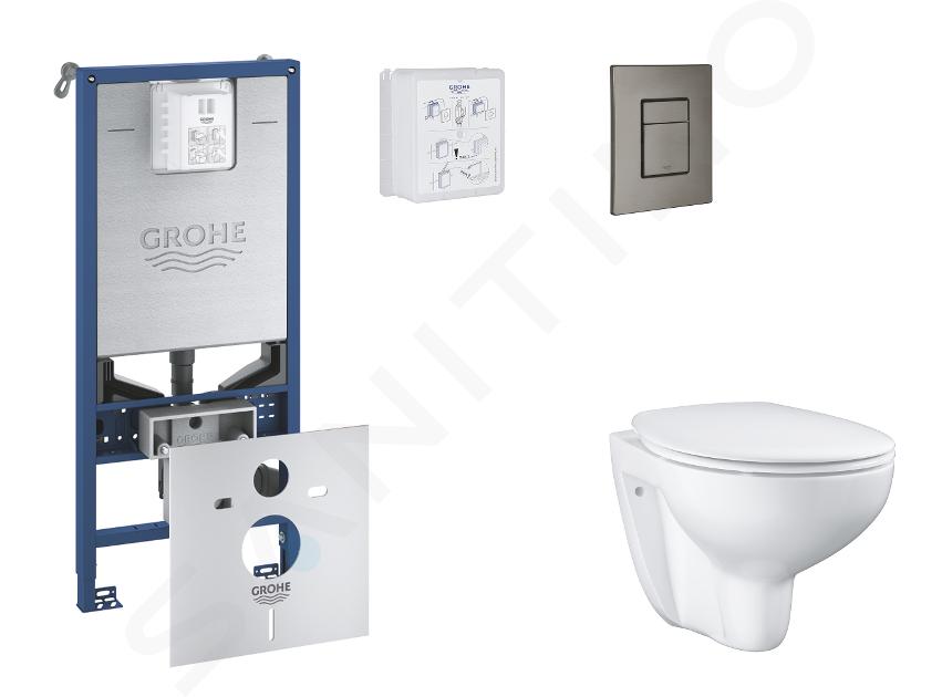 Grohe Rapid SLX - Set bâti-support, cuvette, abattant SoftClose, plaque de déclenchement Skate Cosmopolitan, Hard Graphite brossé SANI11BB5102