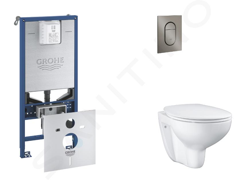 Grohe Rapid SLX - Set predstenovej inštalácie, klozetu, dosky SoftClose a tlačidla Arena Cosmopolitan S, kefovaný Hard Graphite SANI11BB5103