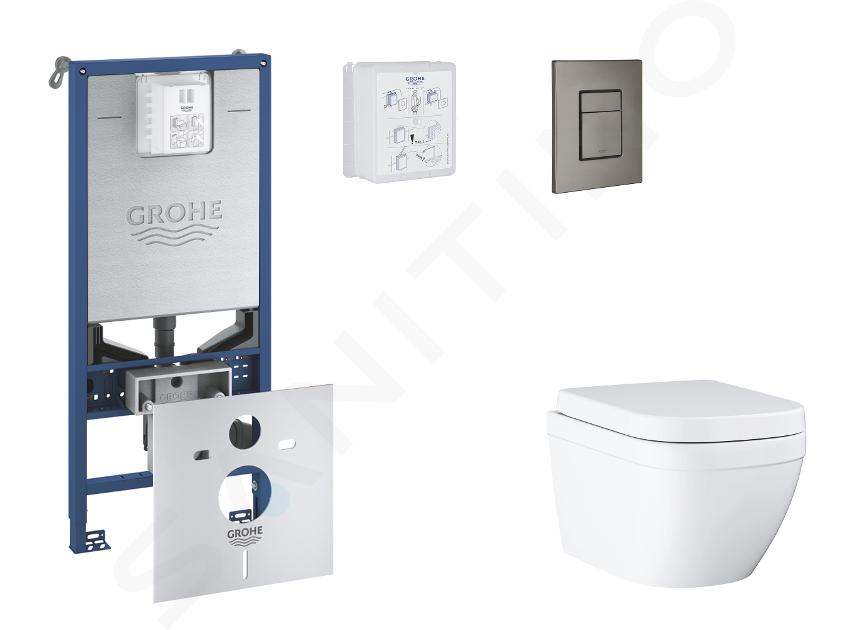 Grohe Rapid SLX - Set předstěnové instalace, klozetu, sedátka SoftClose a tlačítka Skate Cosmopolitan, Triple Vortex, kartáčovaný Hard Graphite SANI11BB5105